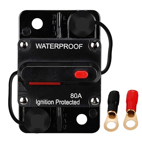 80 Amp Waterproof Circuit Breaker,Fuse Holder,Audio Circuit Breaker,with Manual Reset,12V-48V