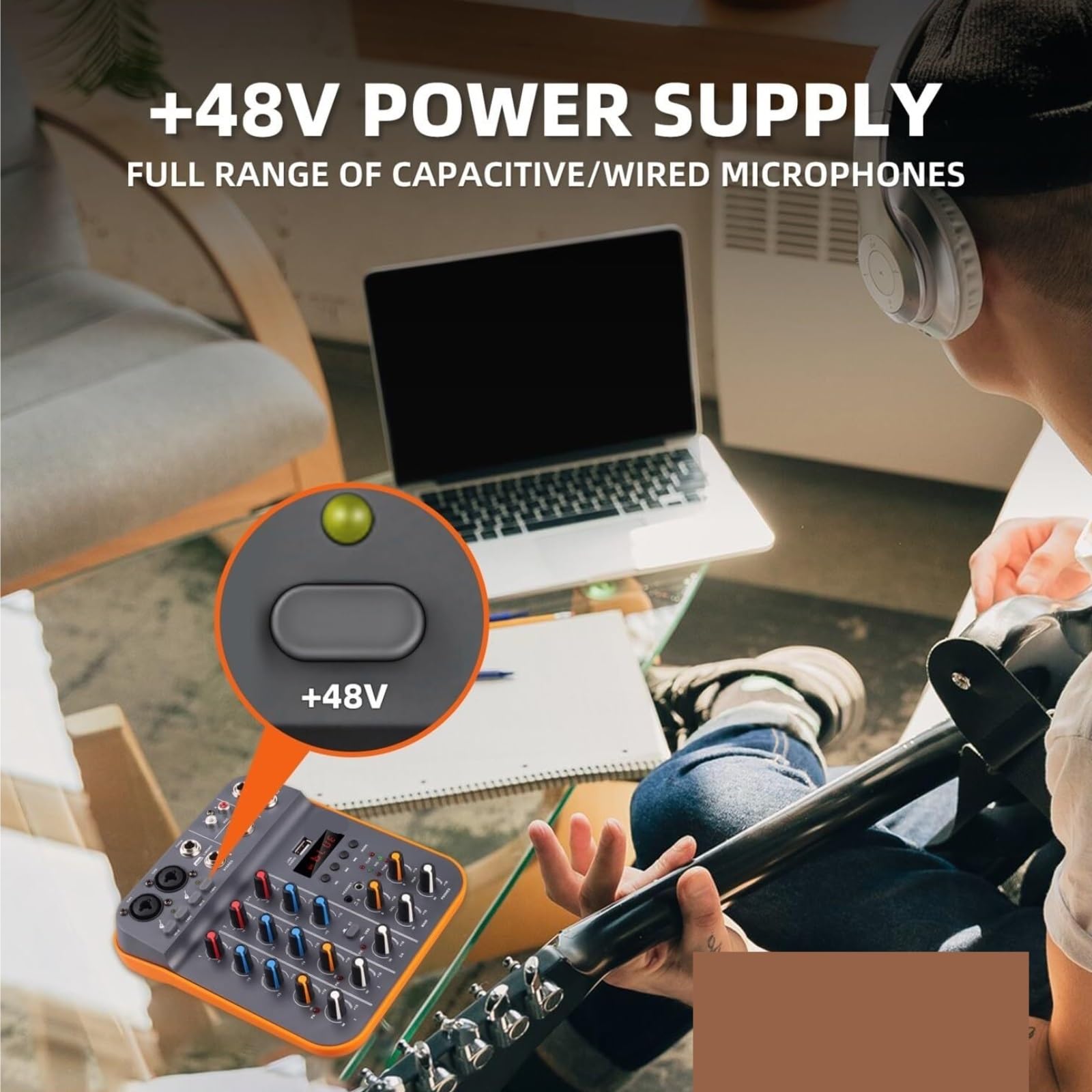Mixer Audio, 2 Szt. 4-kanałowy Mikser Z Kartą Dźwiękową Reverb, Bluetooth