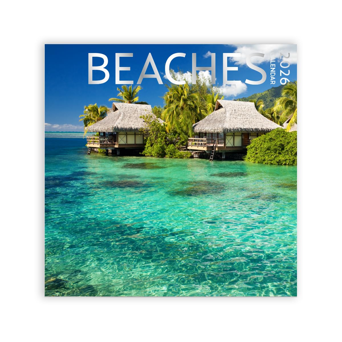 Beaches Calendar 2026, Large 12 x 24 inch, Beaches Wall Calendar, Tropical Beach Calendar
