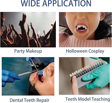 Pack of 56 False Teeth 2 Sets Synthetic Resin Tooth Upper and Lower Denture Tooth Party Horror Prop Makeup DIY Replacement 22 A2