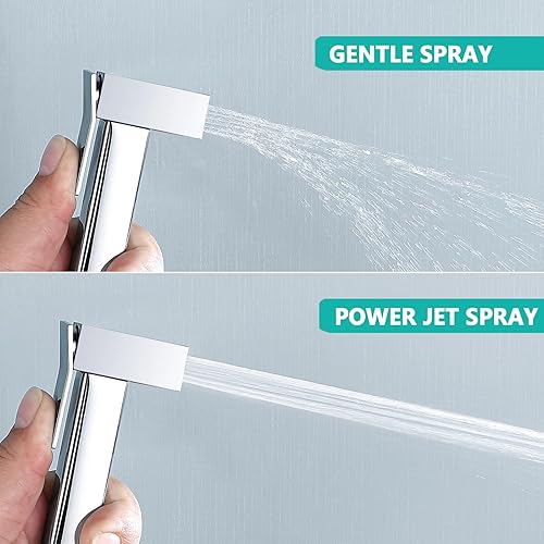 Miniatura 4 de BARROCK Grifo rociador de bidé de agua caliente para inodoro con válvula de latón caliente y frío, juego de accesorios de bidé de mano cuadrado de