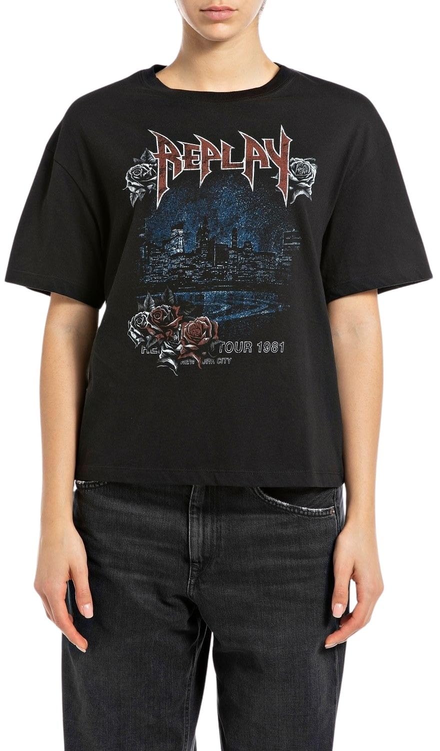 Replay Women's 098 Black T-Shirt, Xs