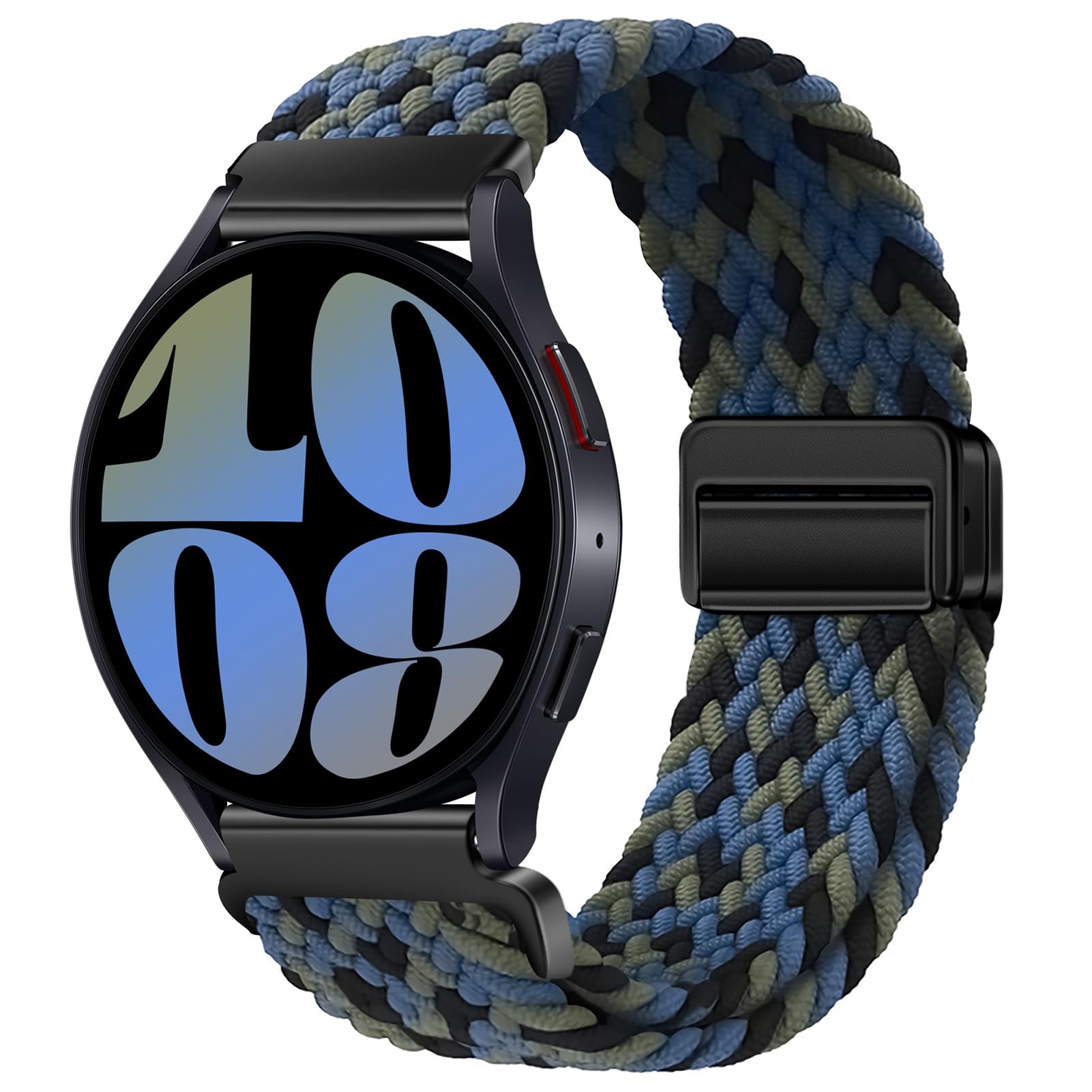 View 1 of 20mm Magnetic Bands Compatible with Samsung Galaxy Watch 4 5 6 7 Band 40mm 44mm/Galaxy Watch 4 6 Classic Band 42mm 46mm 43mm 47mm/Watch 5 Pro 45mm/Active 2 Stretchy Braided Strap Wristband Women Me