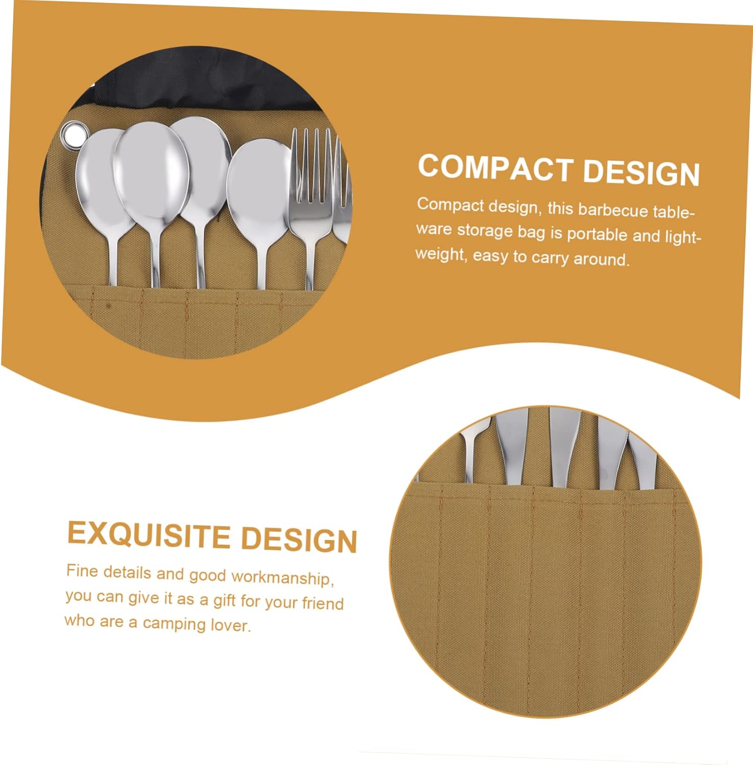 4-piece Camping Cutlery Set Picnic Utensils Storage Pouch Lightweight Outdoor Tableware Set for Camper