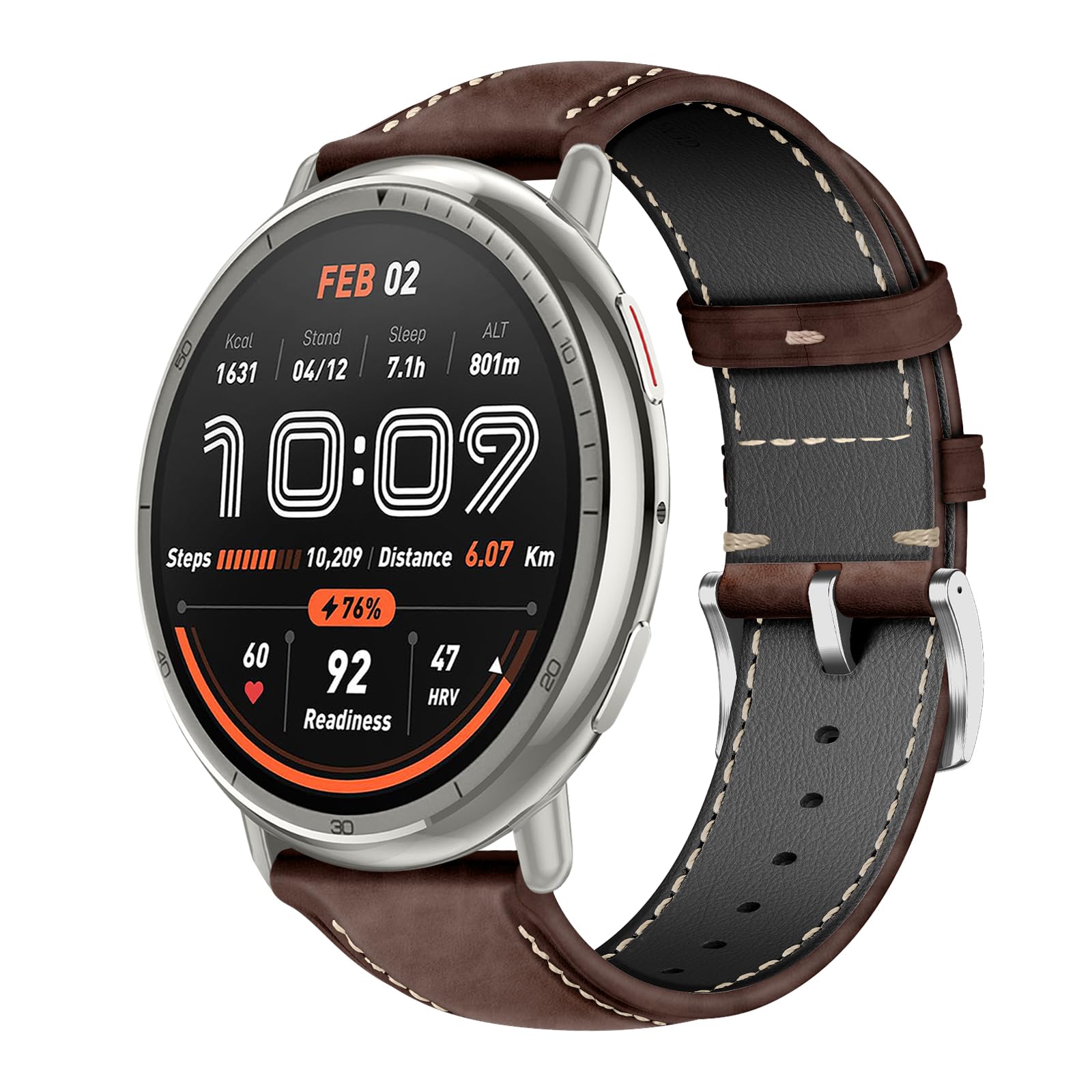 20mm Correa Cuero para Amazfit Active 2 Square/Amazfit Active 2 /GTR Mini/GTR 42mm /GTS 4 /GTS 4 Mini/Bip 3 /Bip 3 Pro, Correas Repuesto Cuero Pulsera para Hombres y Mujeres - Marrón Oscuro