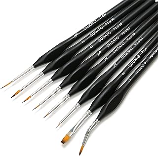 DUGATO Fine Detail Paint Brush Set, 8pcs Tiny Professional Micro Miniature Painting Brushes Kit with Ergonomic Handle for ...