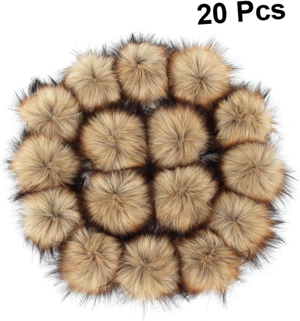 Levemolo 20pcs DIY Faux Fur Plush Balls for Clothing Accessories Removable Decorative Pompoms Diameter Rubber Band Style Hats Shoes and Sewing Projects