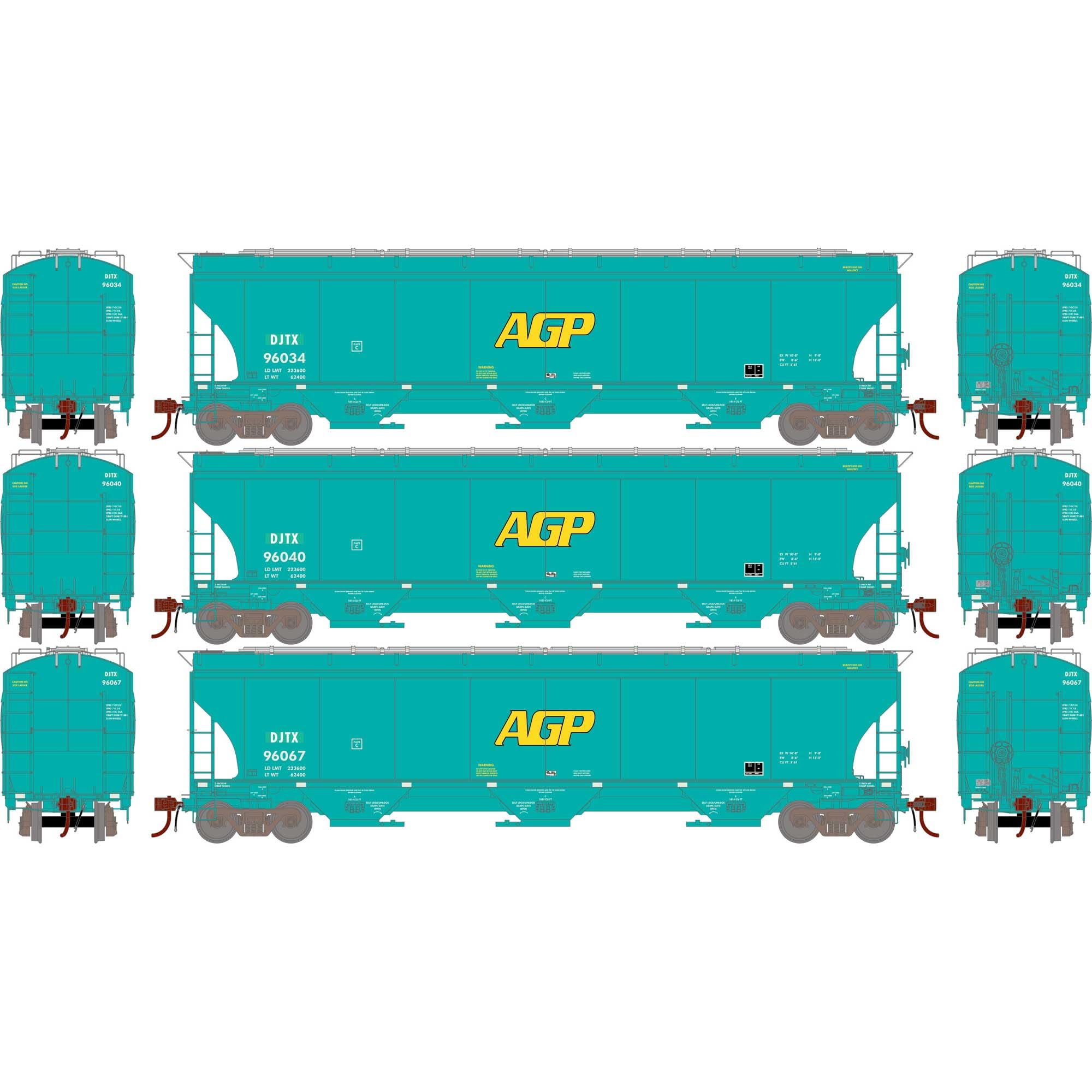 Athearn HO Trinity 3-Bay Hoppers DJTX # 2 3 ATHG97150 HO Rolling Stock