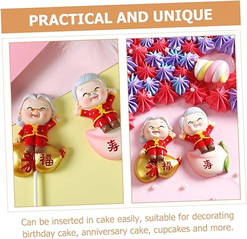 Miniatura 6 de Abaodam 2 tarjetas de abuelita de anciano para decoración de boda para ceremonia, cajas para cupcakes, decoraciones de aniversario, anciano y mujer,