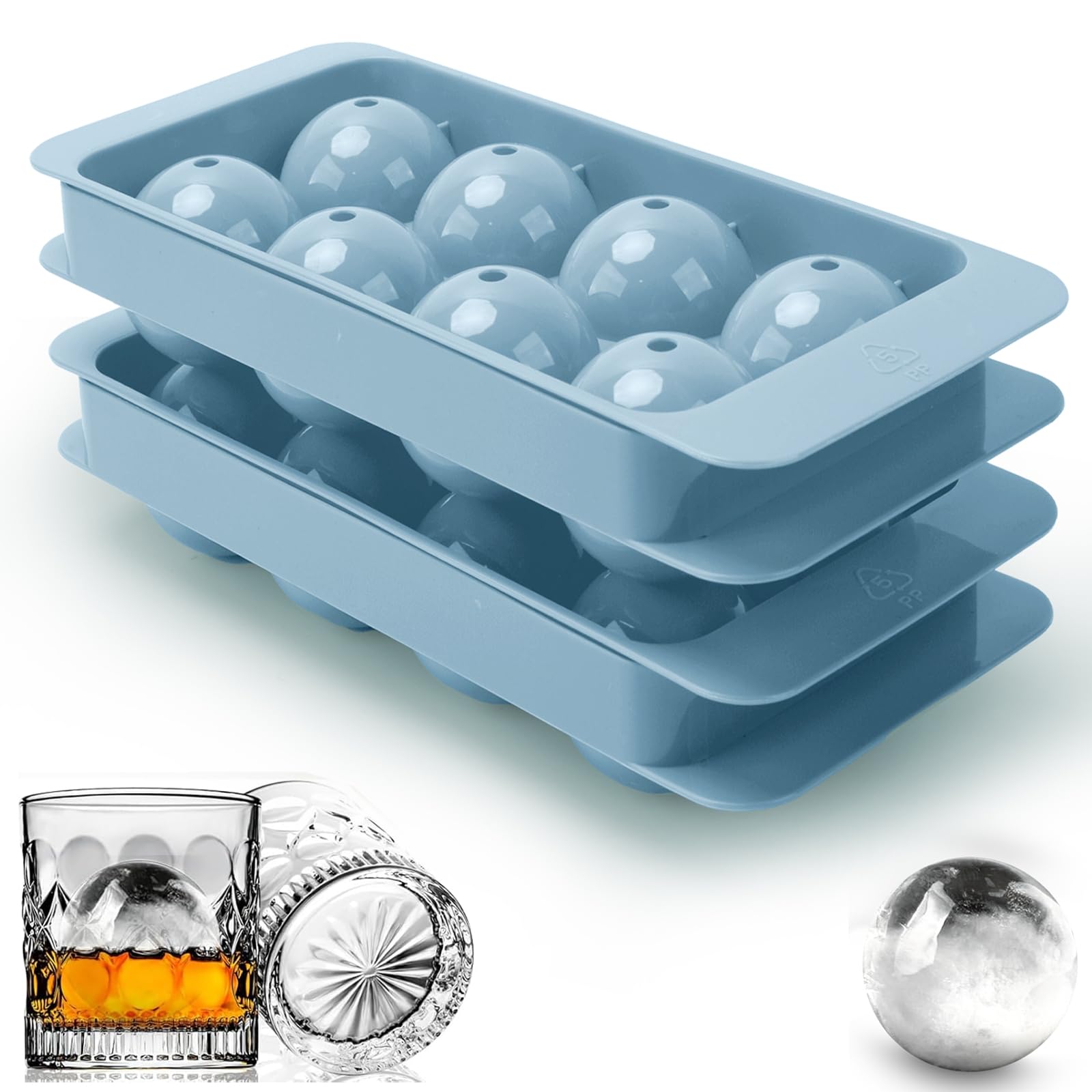 Round Ice Cube Trays For Freezer, 111PCS×1IN Circle Ice Cube Tray With Lid And Bin - View #2