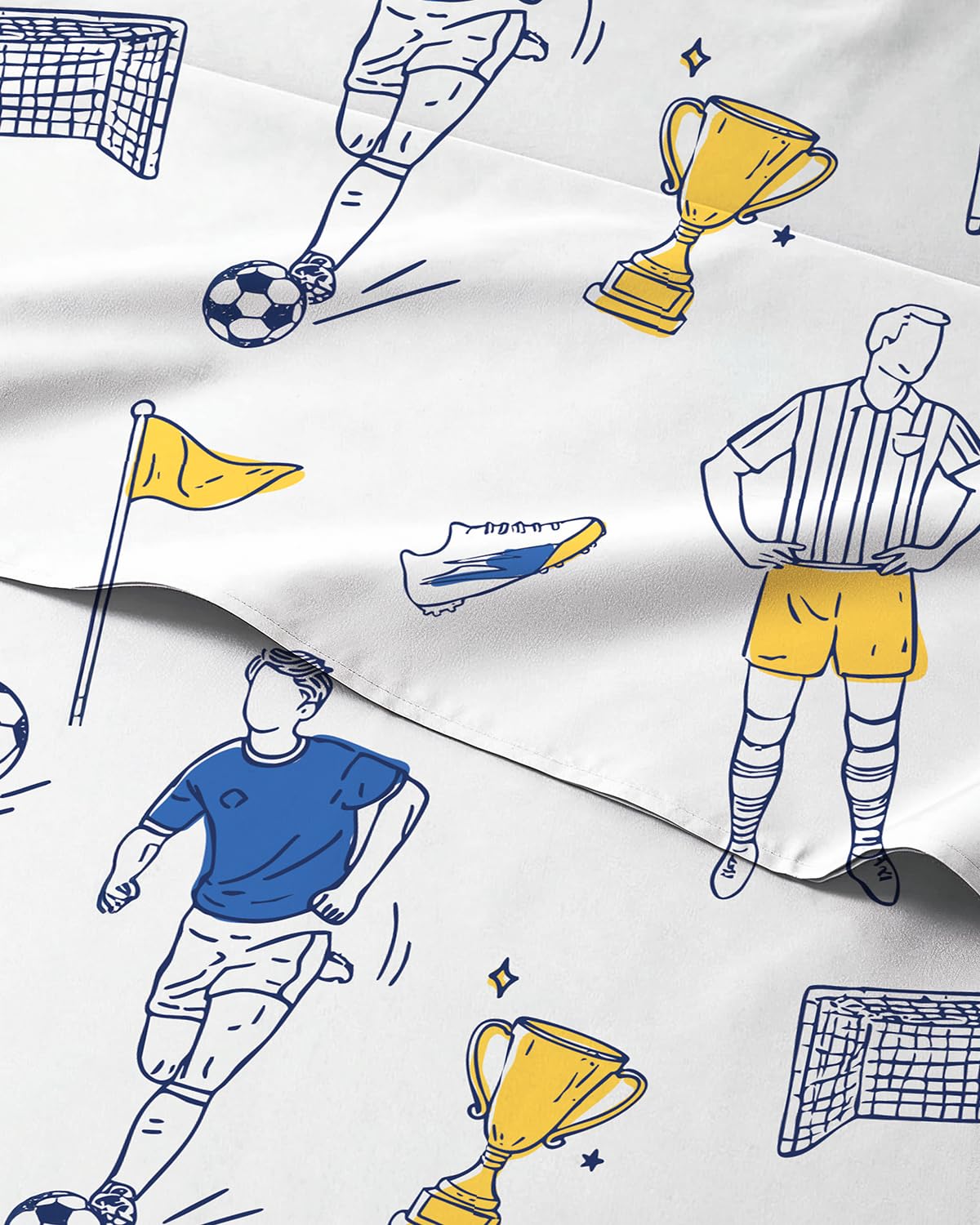 Kids Full Size Soccer Bed Sheets - 4 Piece Kids Soccer Sheet Set - Sporty Game Day Bedding - Ultra-Soft, Cute &amp; Cozy - Breathable &amp; Machine Washable - Goal Bed Set for Boys, Girls, Teens &amp; Toddlers
