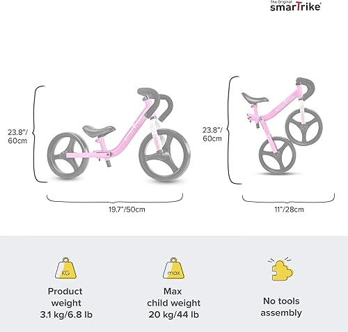 Miniatura 3 de smarTrike - Bicicleta de equilibrio para niños y niñas de 1, 2, 3, 4 y 5 años de edad, plegable para niños y niñas, bicicleta ajustable para niños,