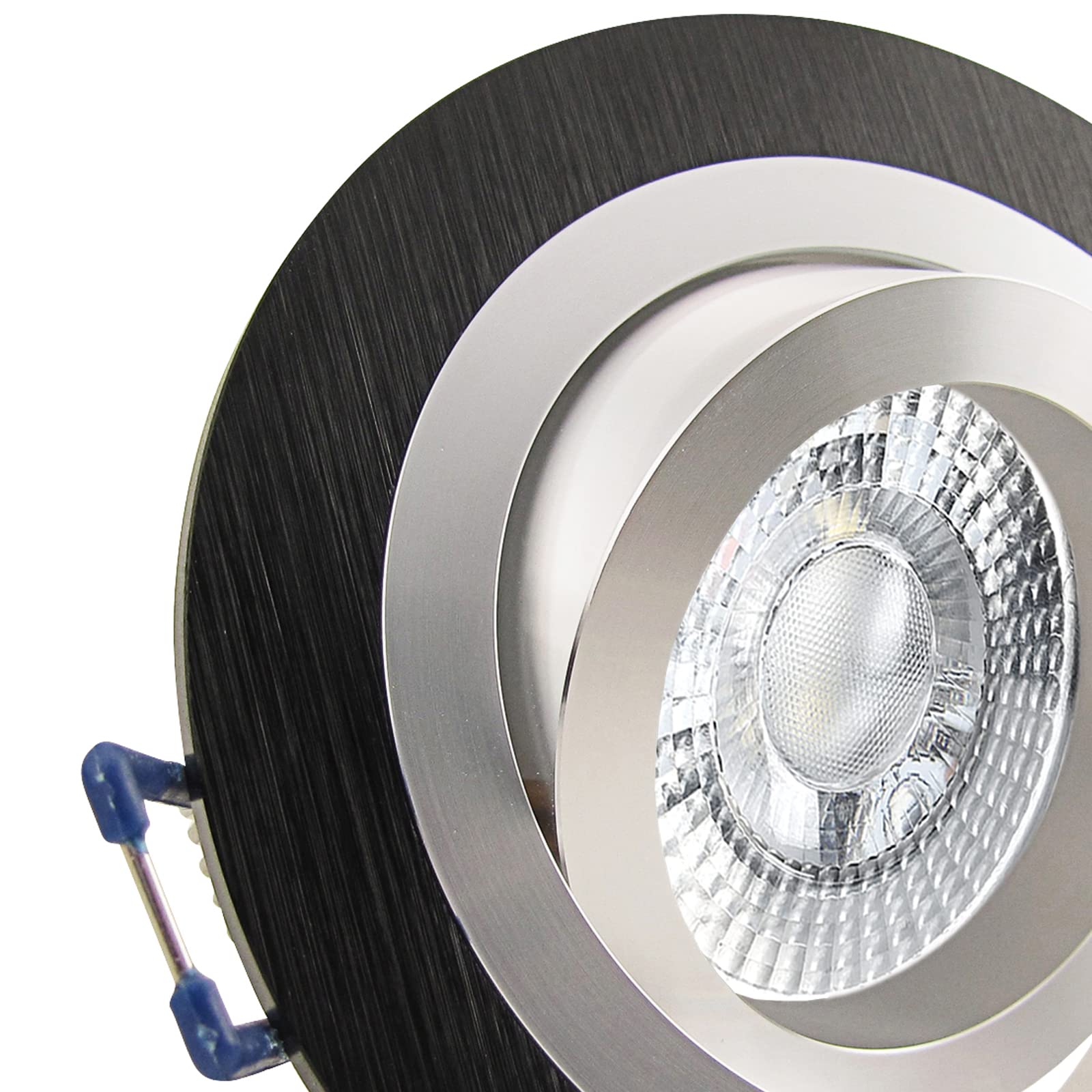 trendlights24 Noble LED Decken Einbaustrahler Schwarz 7W dimmbar 12er Set | Einbauleuchte, rund, LED Spots, GU10, 38° Abstrahlwinkel, Neutralweiß, 4000K, Spot, austauschbar, Deckenspots, schwenkbar
