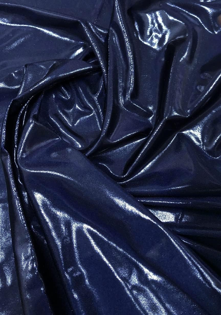 Triple Textile Shiny Finger Foil 4-Way Stretch Heavy Nylon Spandex Fabric (Navy) 60 Inches