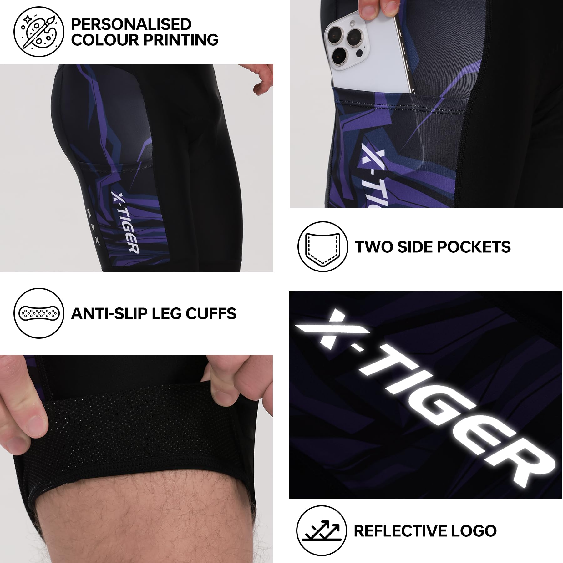 X-TIGER Culotte Ciclismo Hombre 5D Gel Acolchado Pantalon Cortos MTB Bicicleta Pantalones Antideslizantes Transpirable con Bolsillos