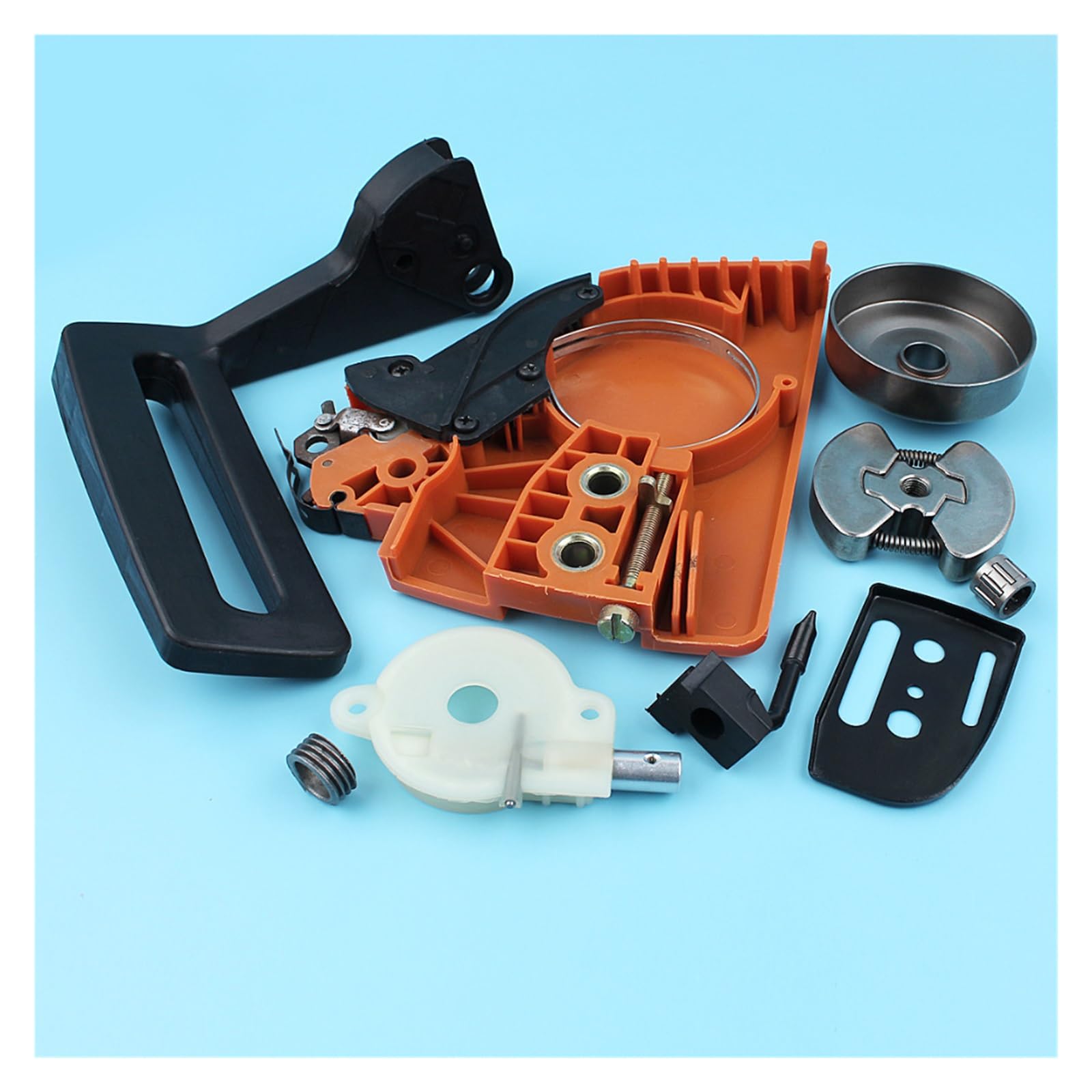 Cubierta de piñón freno cadena, Kit bomba aceite tambor embrague for Husqvarna 136 137 141 142, protector mango motosierra, placa barra engranaje helicoidal