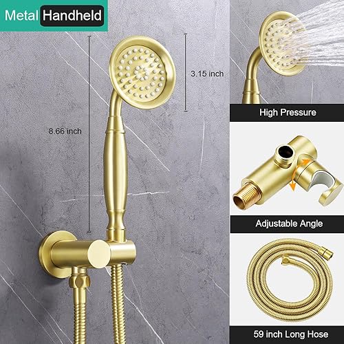 Miniatura 4 de Homekicen Juego completo de grifos de ducha antiguos sistema de ducha de lluvia de 9 pulgadas, cabezal de lluvia montado en la pared y rociador de