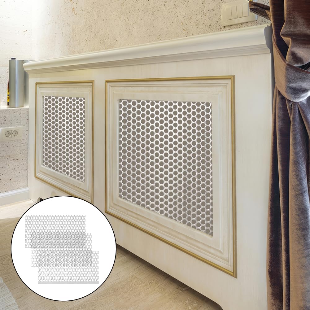 NBEADS 3 pz Lamiera Forata, Lamiera Espansa A Maglie Sfalsate con Fori Da 6mm Lamiera Preforata In Acciaio Inossidabile per Ventilazione e Filtrazione Dei Fumi, 20x10cm, Spessore 1.5mm