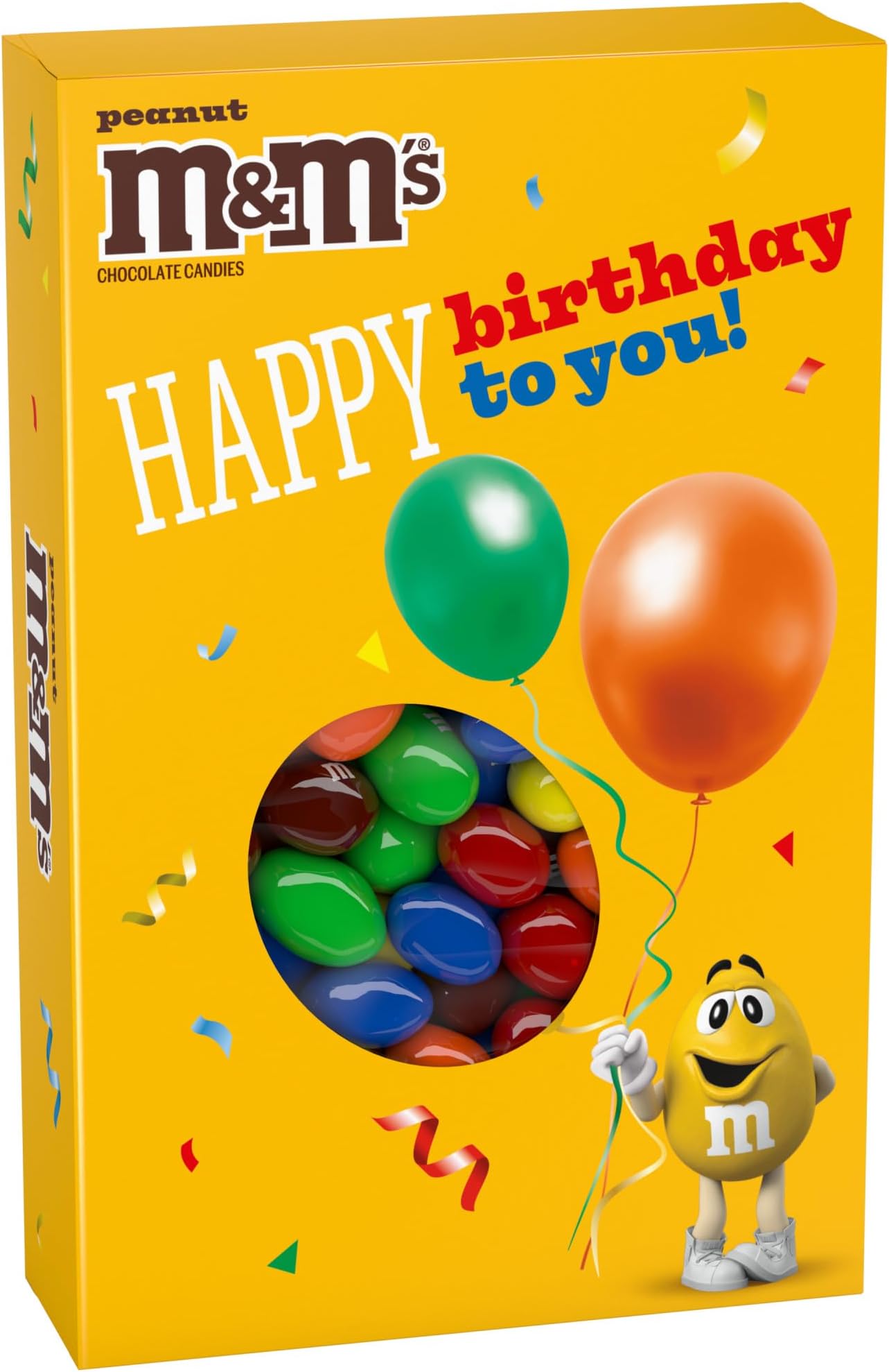 M&M'S Peanut Milk Chocolate Candy Happy Birthday Card and Gift Box All in One Birthday Present for All Ages, 10.05 Oz Box