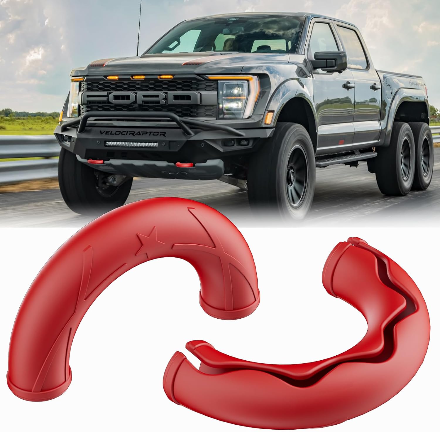 Tow Hooks Covers Red Compatible with Ford F150 Accessories 2004-2024 Compatible with Toyota Tundra Accessories 2017-2021 (Red)