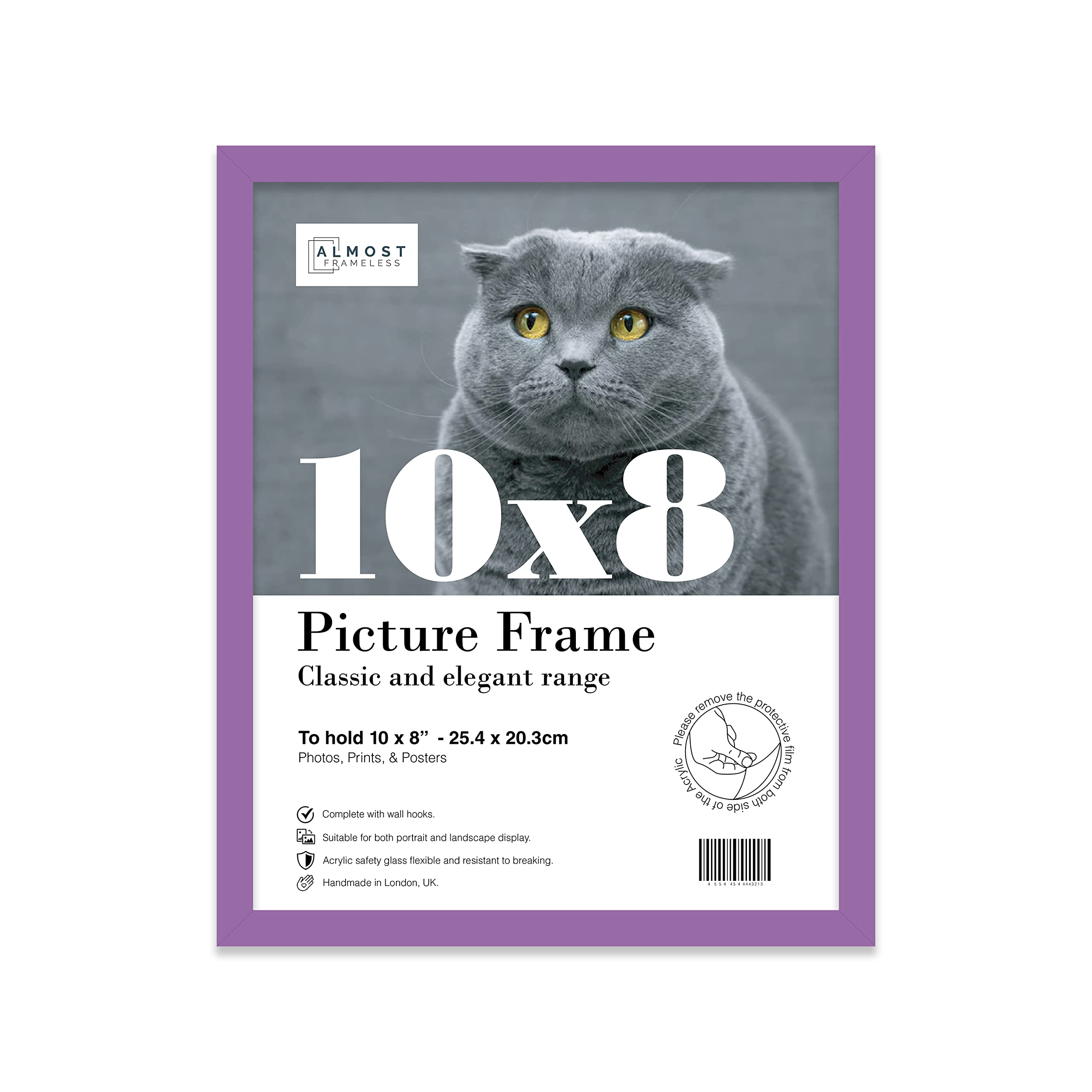 10x8 Inch Purple Photo Frame Wall Mountable and Freestanding Picture Frame Standard Photograph Size, 10" X 8" (25 X 20cm)