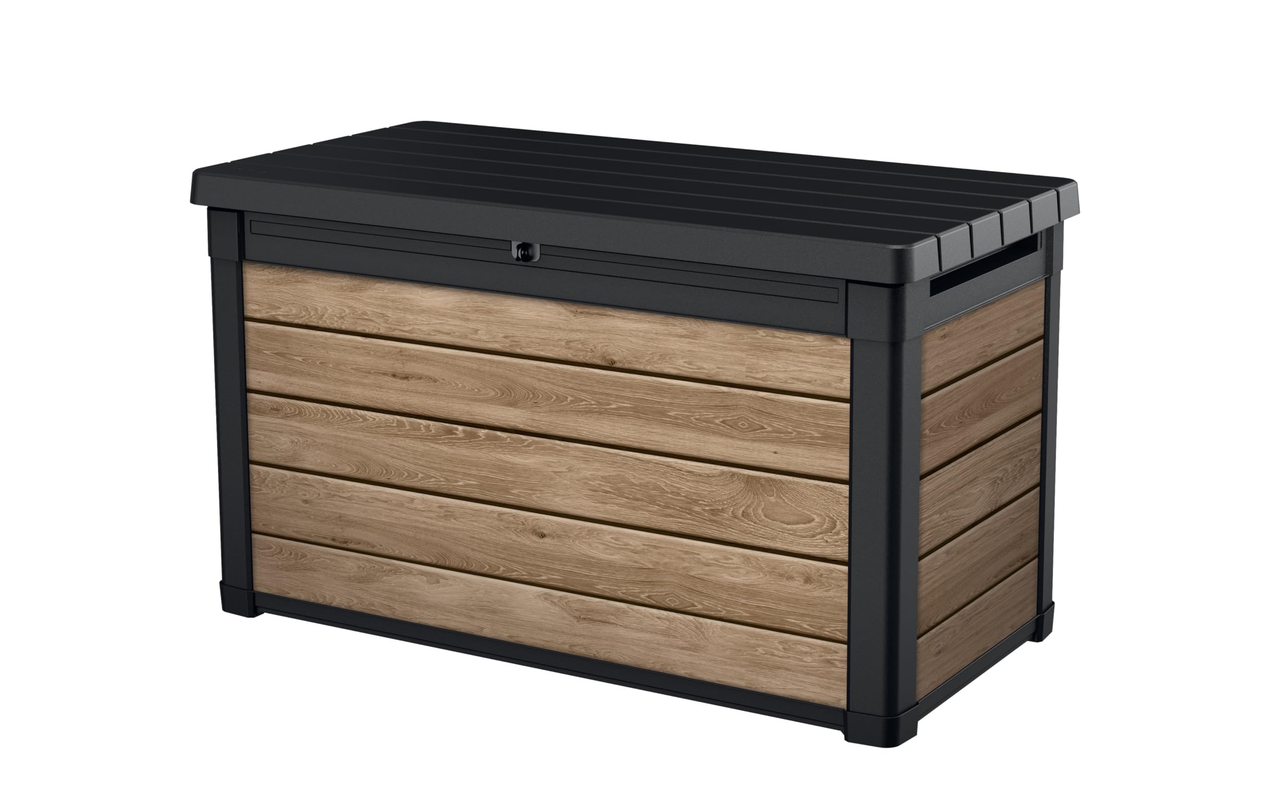 KeterAshwood 100 Gallon Resin Deck Box Organization and Storage for Patio Furniture Outdoor Cushions, Throw Pillows, Garden Tools and Pool Toys, Brown