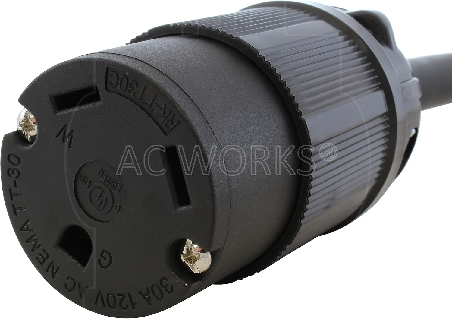 AC WORKS [STT30PR-012] 1ft. 30A 125V NEMA TT-30 RV Outlet Extender