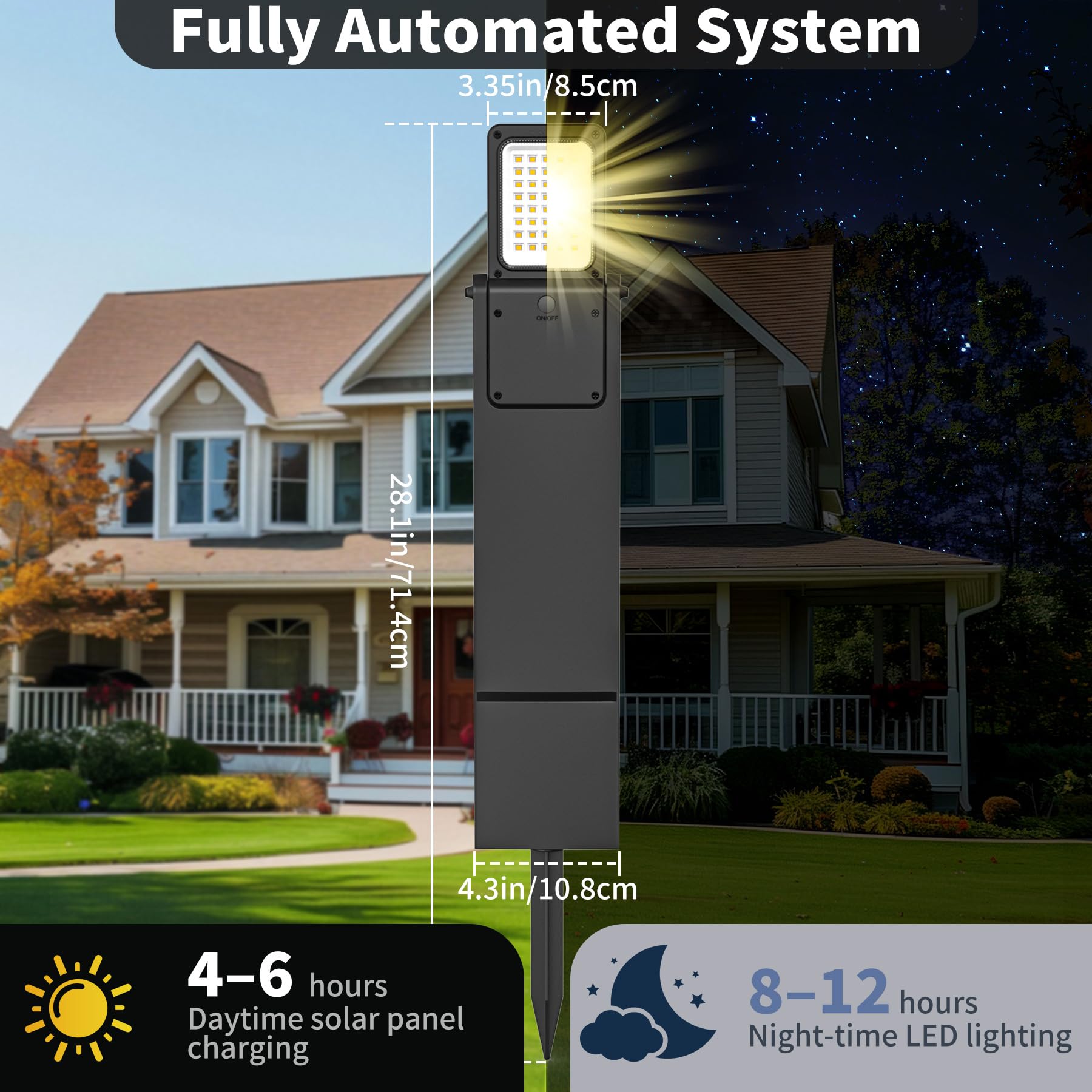 Lamparas Solares Exterior Jardin, Luces Solares Led Exterior Jardin Suelo 300LM/100LM, Baliza Solar Exterior 2500K-3500K Luz Blanca CáLida, IP65, Aptas Para Caminos Patios y CéSped (4 Piezas)