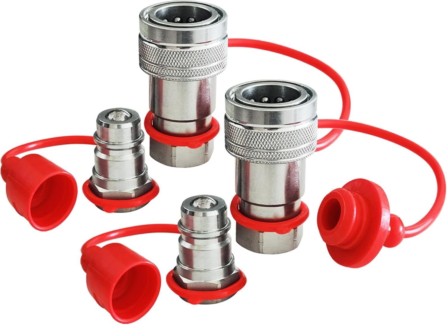 BDI Wear Part 1/2" Ag ISO 5675 Hydraulic Quick Connect Tractor Couplers with Dust Caps Ball Valve, Ball Pioneer Style Hydraulic Quick Coupler-2SETS