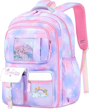 cute Rainbow Backpack,Purple Toddler Elementary Girls School Bookbag