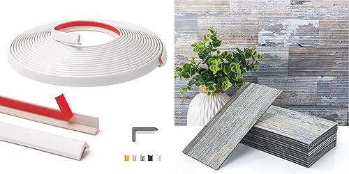 Art3d 20ft Outside Vinyl Corner Trim with Peel and Stick Backsplash PVC Wall Tile
