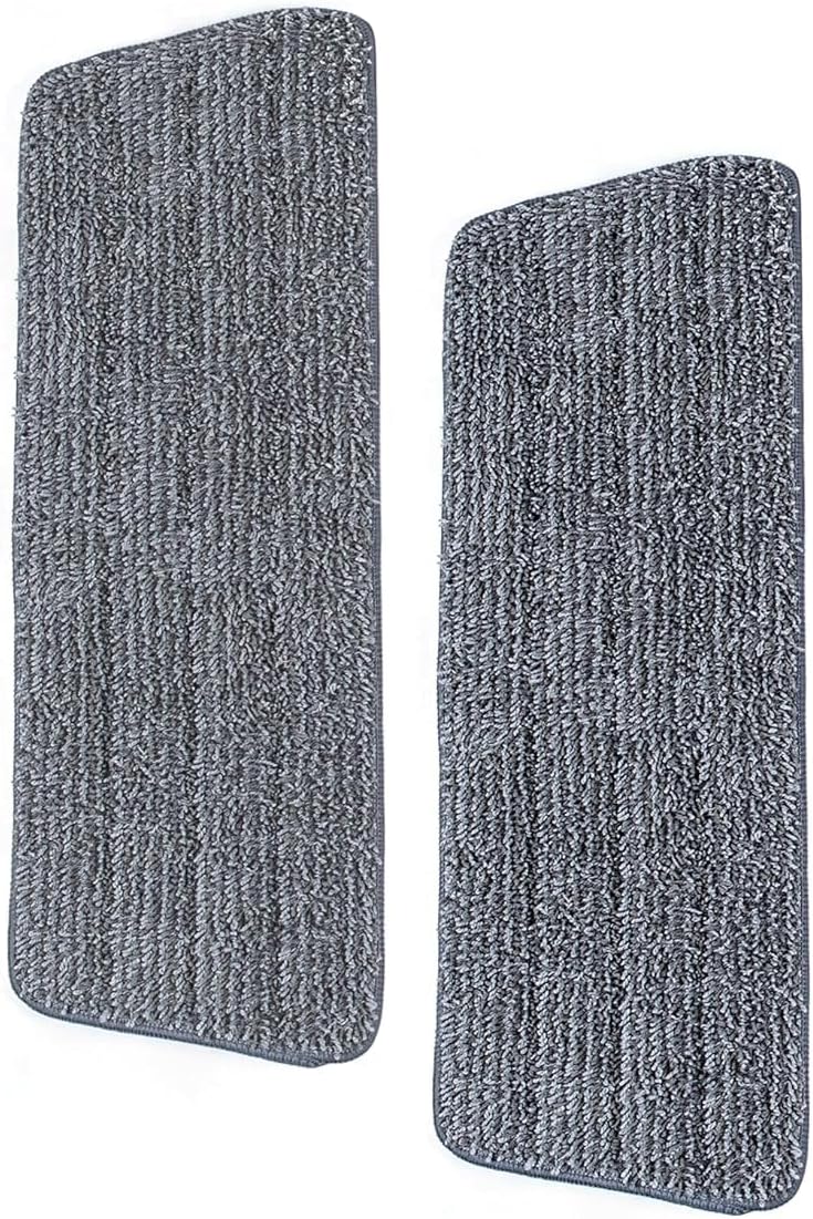Microfiber Mop Pads Replacement (2 Pack) – Universal Fit for Spray Mops & Dust Mops – Reusable, Machine Washable with 360 Degree Rotating Head – 15.3" x 5.1" – Grey [ONLY Pads]