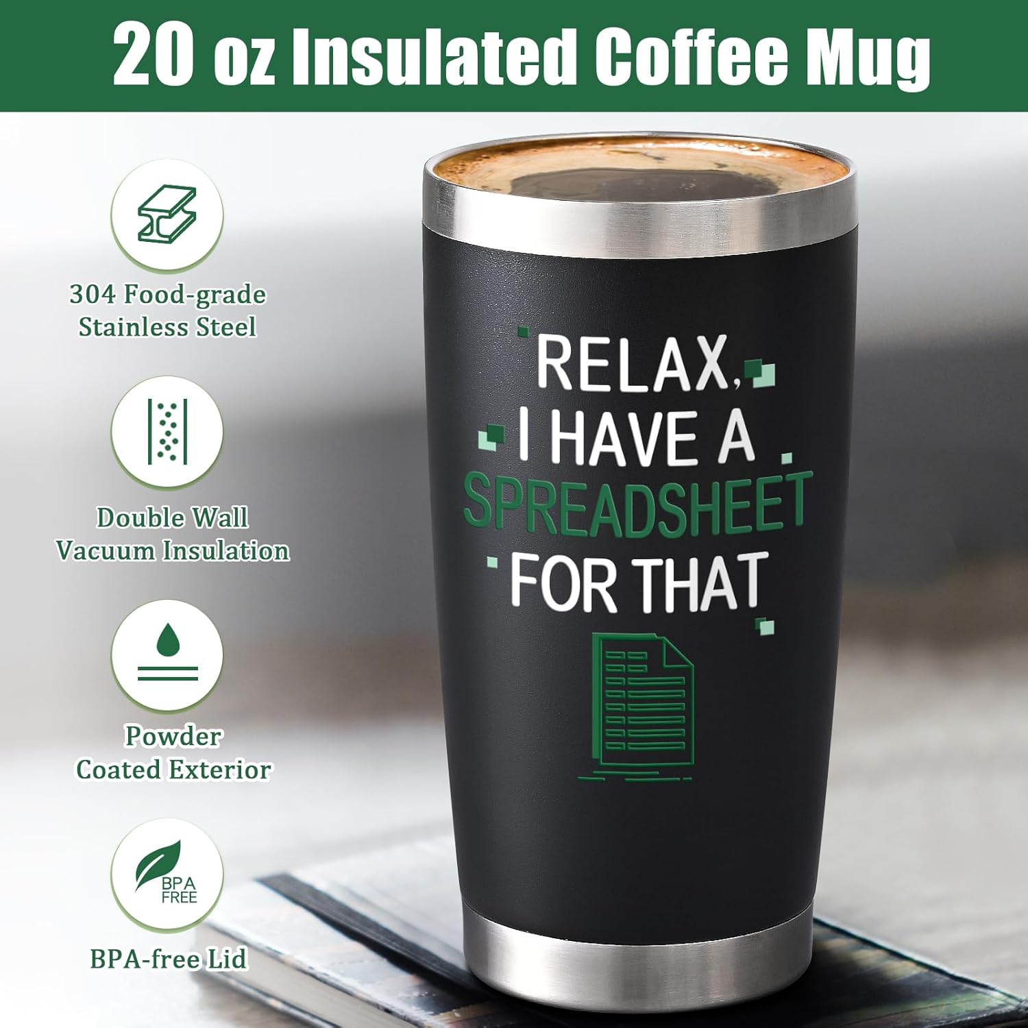 Lifecapido Best Boss Gifts for Men, Relax I Have A Spreadsheet for That Tumbler with Card, Funny Christmas Birthday Accountant Spreadsheet Gifts for Boss Male Manager Men(20oz, Black) - Image 3