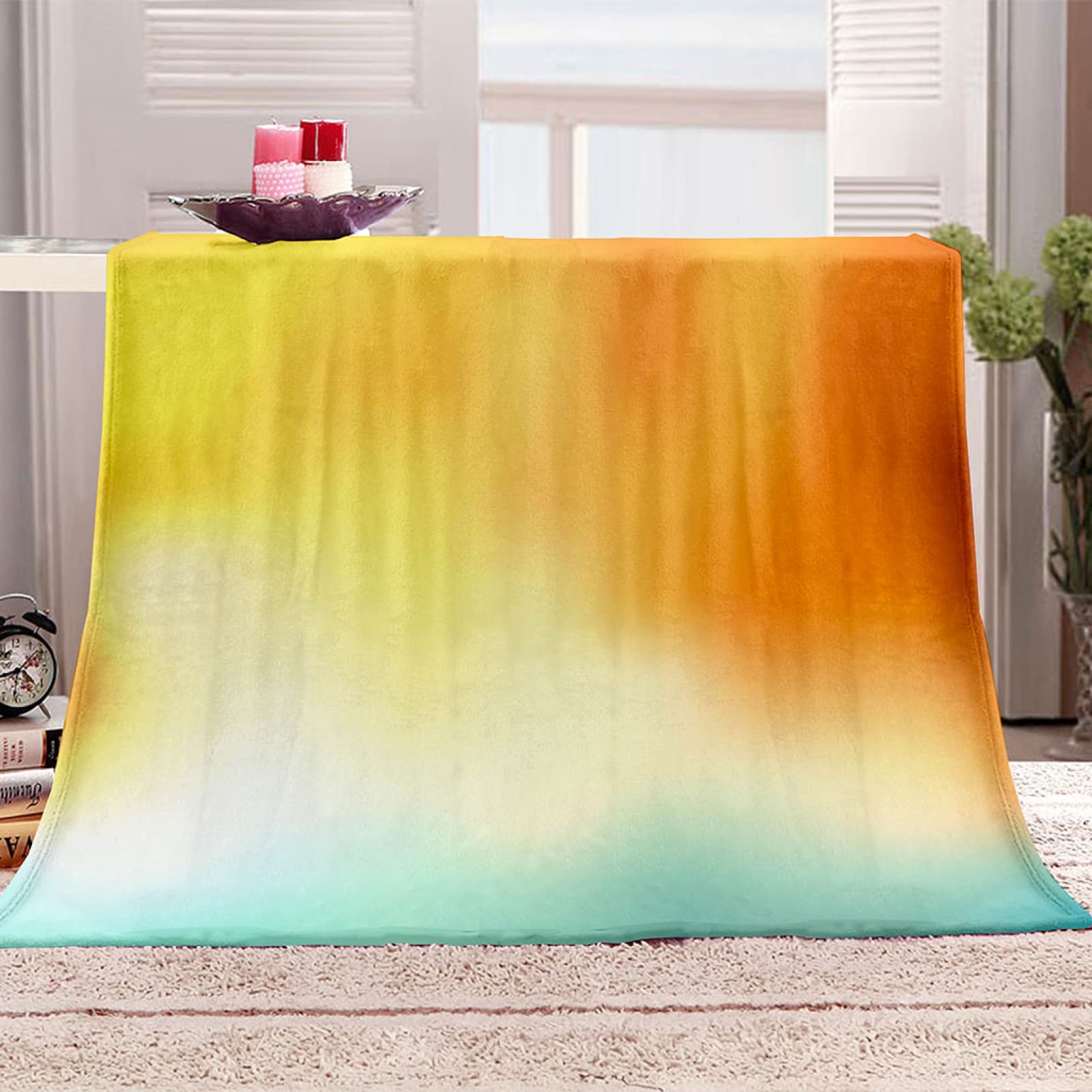Couverture flanelle orange 3D un cadeau doux et original pour enfants et adultes