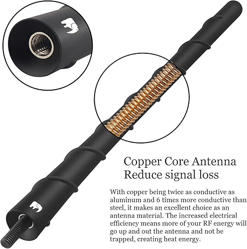 Miniatura 3 de ONE250 Antena de núcleo de cobre flexible en espiral de 8 pulgadas, compatible con Mini Cooper - Cooper S, convertible, Countryman, Clubman, Coupé o