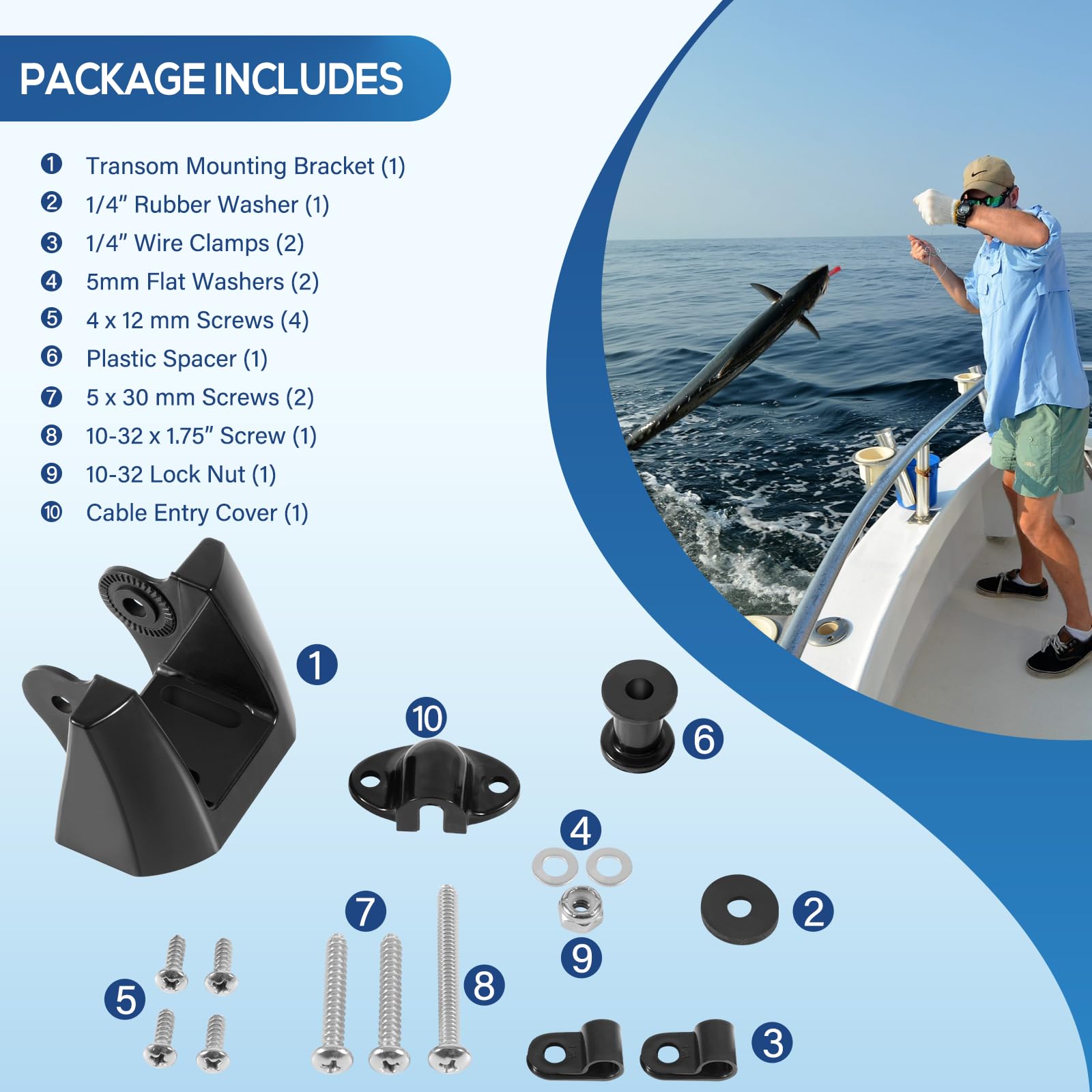K00-00118-01 Staffa Trasduttore Transom Mount Kit Ricambio per Garmin XDCR 200/50 kHz Trasduttore a Doppia Frequenza f/010-10272-00