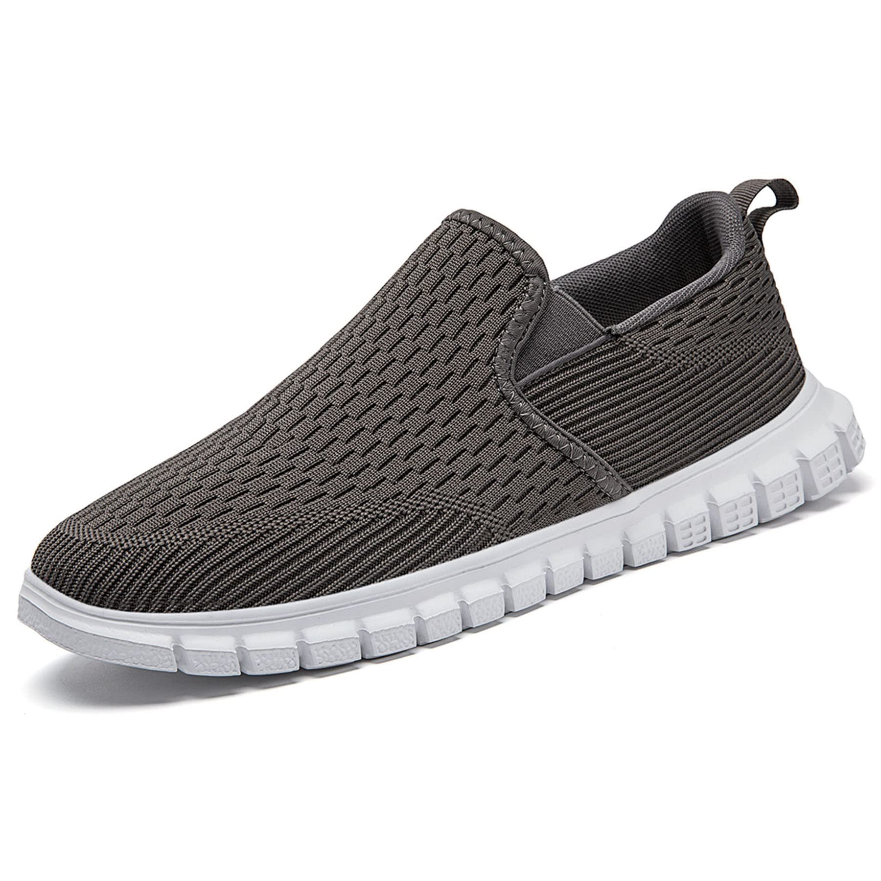 Oltyutc Herensneakers, slip-on schoenen, loopschoenen, sportschoenen, tennisschoenen, wandelschoenen, comfortabel, ademend, lichtgewicht, fitness gymschoenen, wit, 44 EU