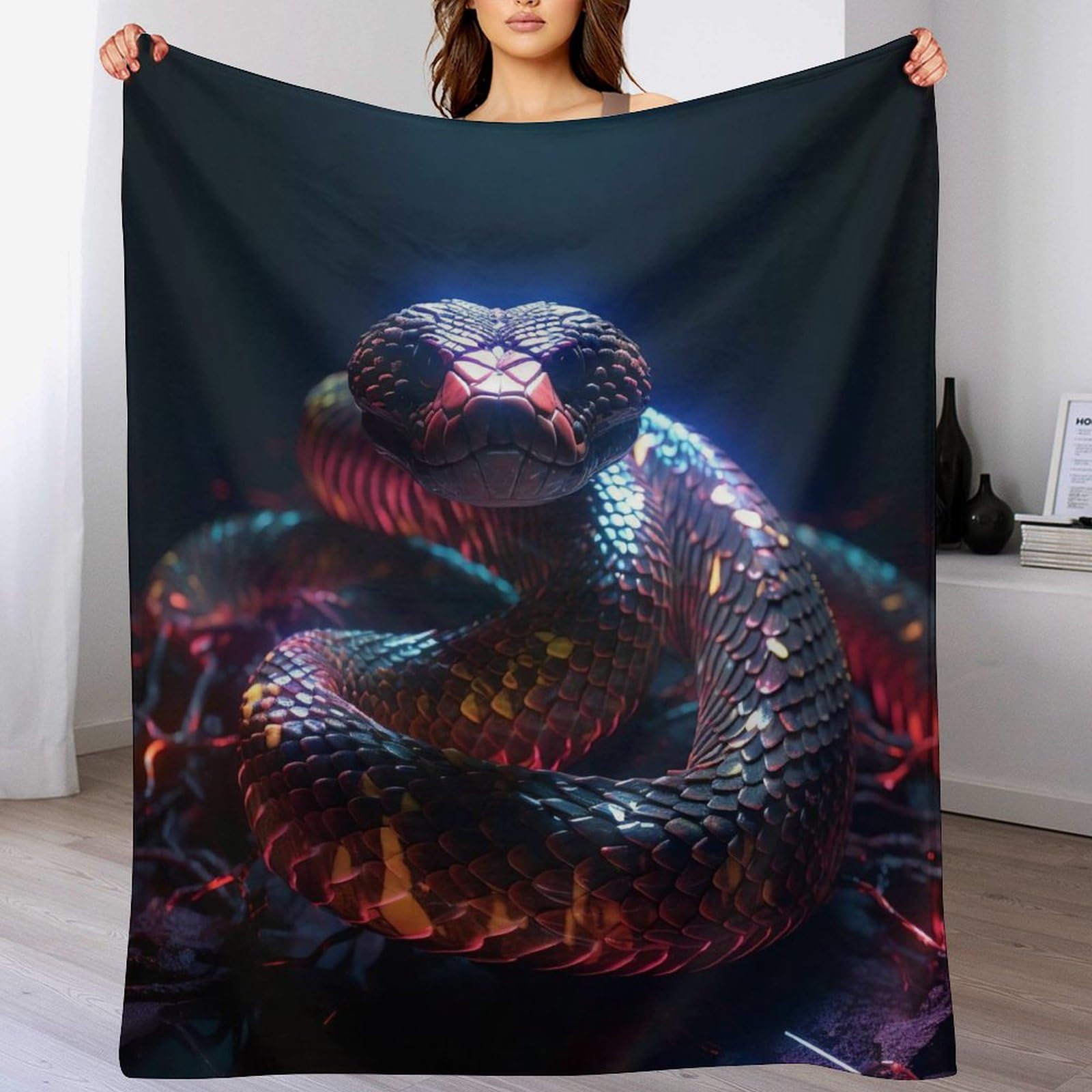 Couverture flanelle serpent grand plaid chaud lit canapé toutes saisons