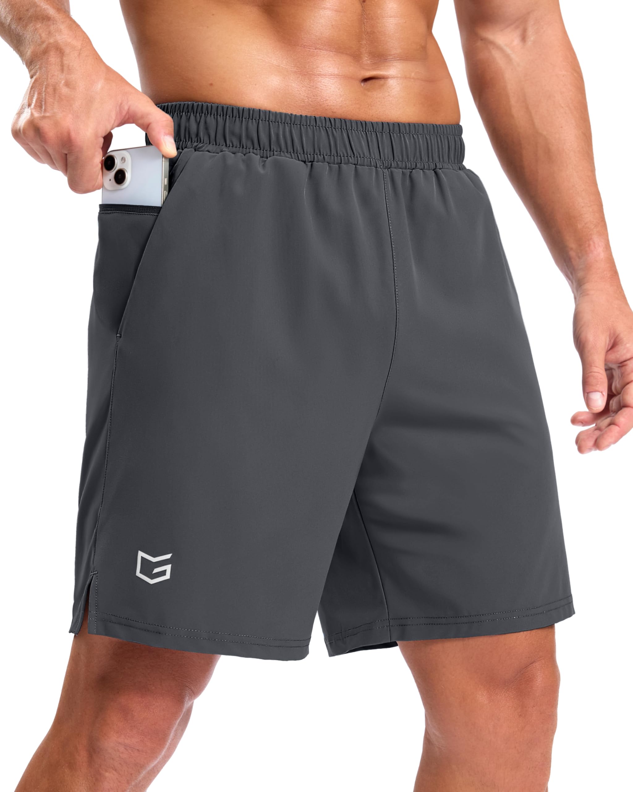 G Gradual Mens Workout Gym Shorts with 2 Zipper Pockets 7 5 9 Quick Dry Athletic Running Basketball