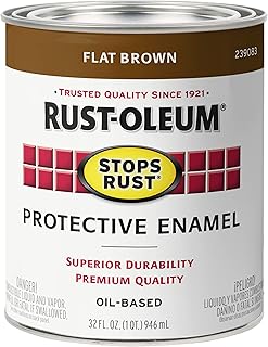 Rust-Oleum 239083 Stops Rust Brush On Paint, Quart, Flat Brown, (Pack of 1)