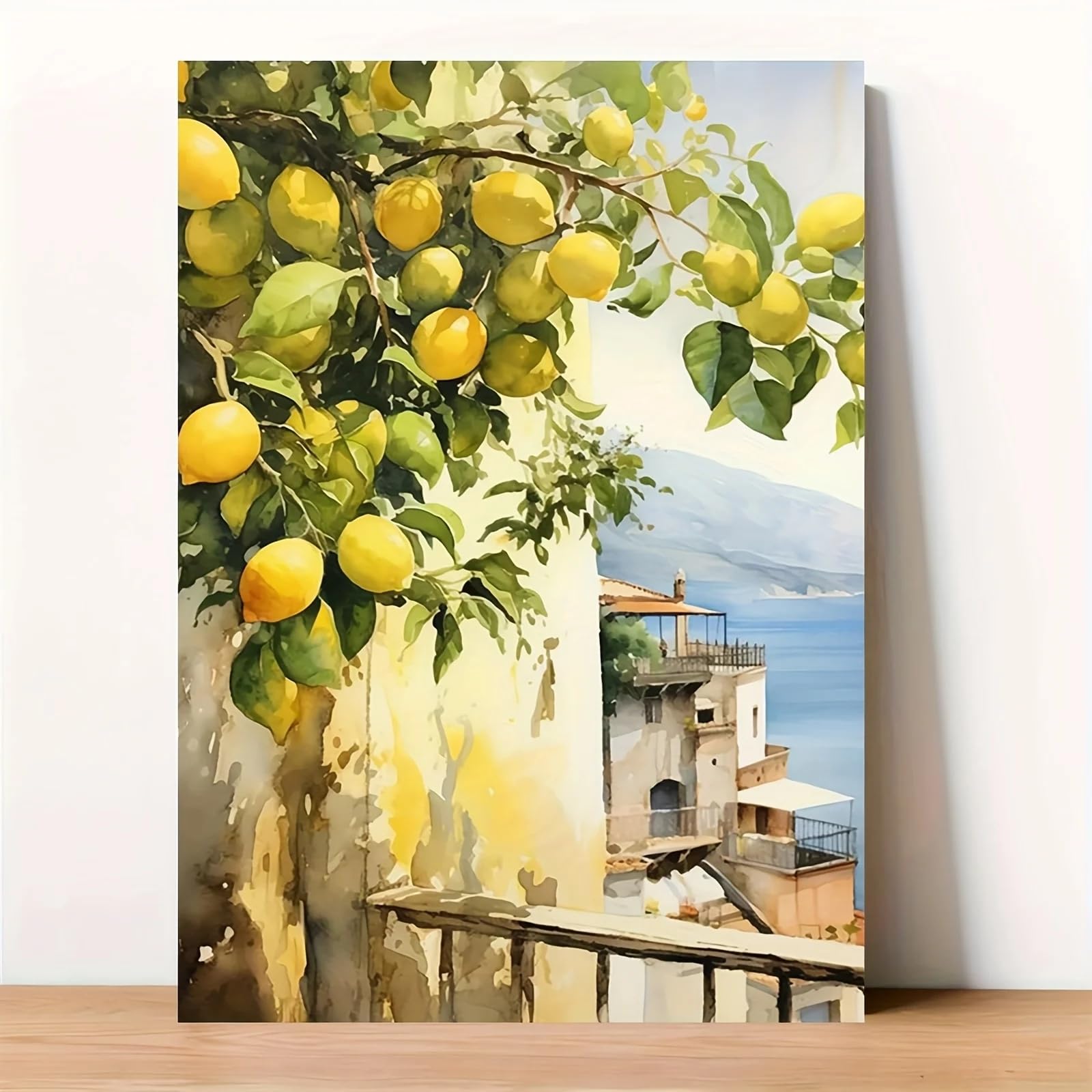 Gosrd Frameless Watercolor Lemon Tree Canvas Prints Art Wall Decor For Home Office Bedroom Living Room(60X90cm)