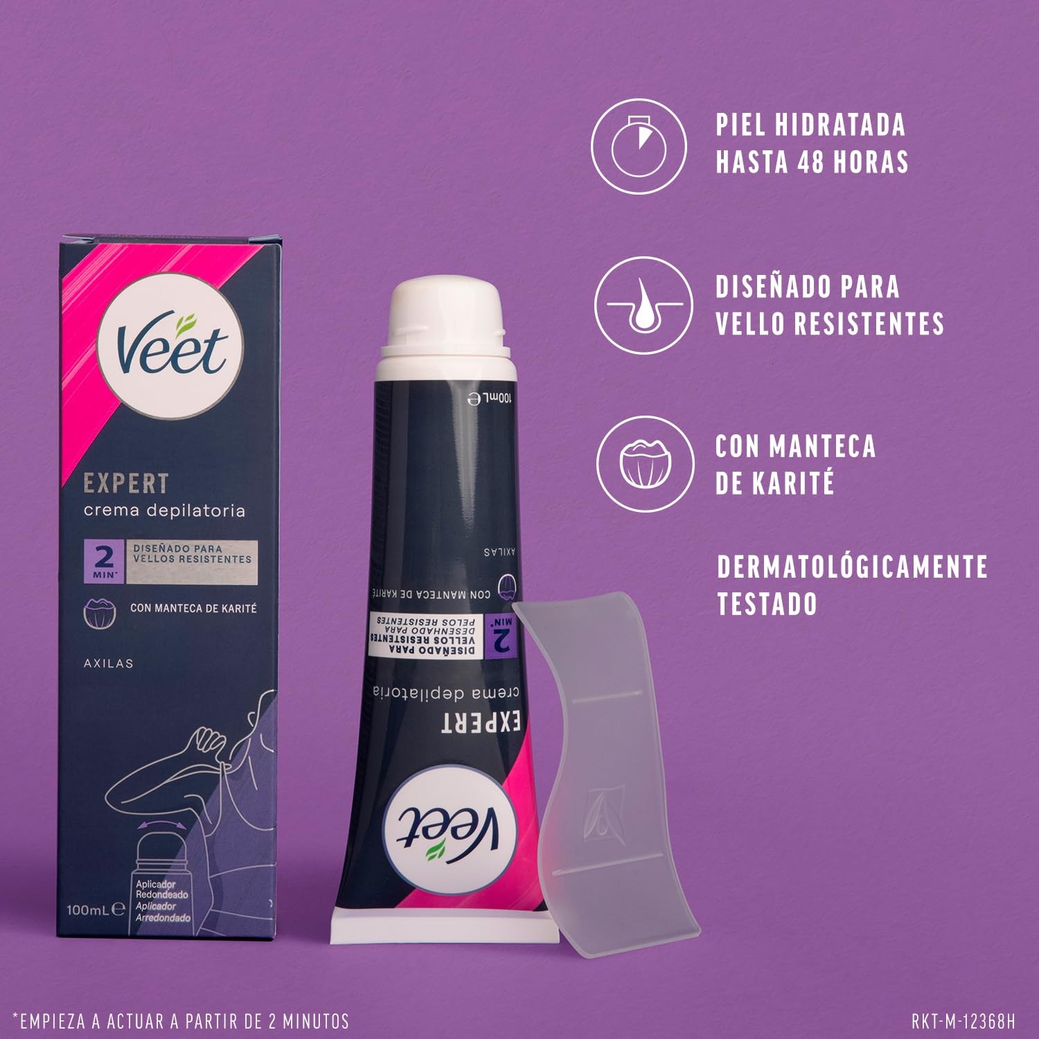Veet Expert krem do depilacji pod pachami dla kobiet z aplikatorem Roll-On z matką shea, 100 ml