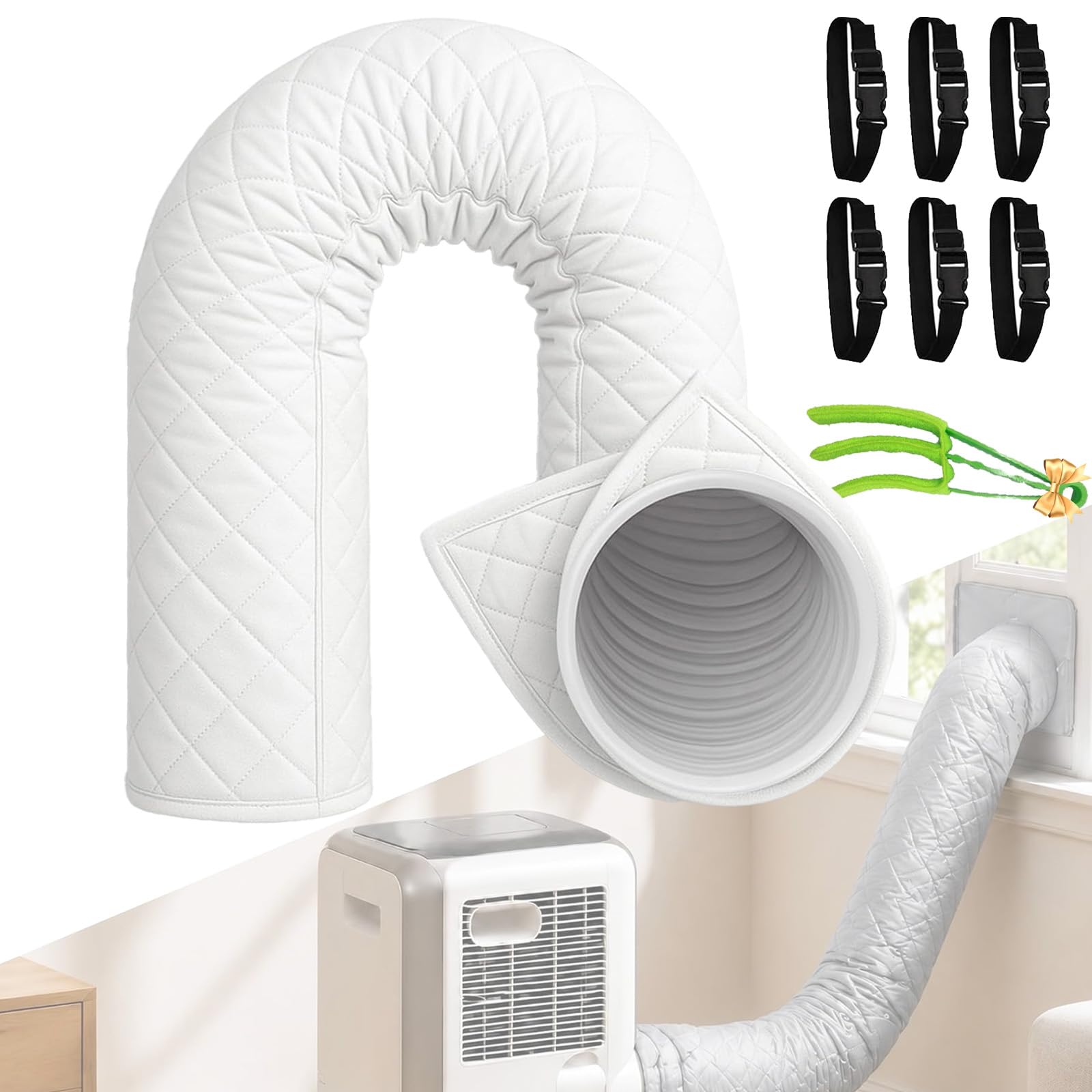 Glsayzu B 150X52cm Insulation For Portable Air Conditioner Exhaust Hose, 2-Piece Universal Insulating Sleeve For Portable Air Conditioners, Heat Protection & Energy Saving, For 12.7Cm & 15Cm Diameters (B)