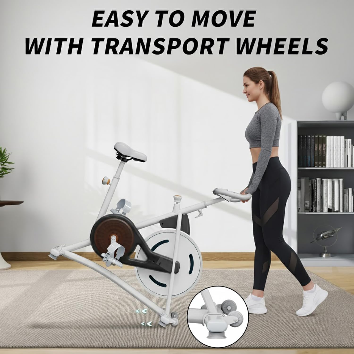 HOELLL Exercise Bike with Exclusive Heart Rate Sensor and APP Sync, Stationary Bikes for Home with Continuously Variable Resistance, Compact Indoor Cycling Bike with Tablet Mount