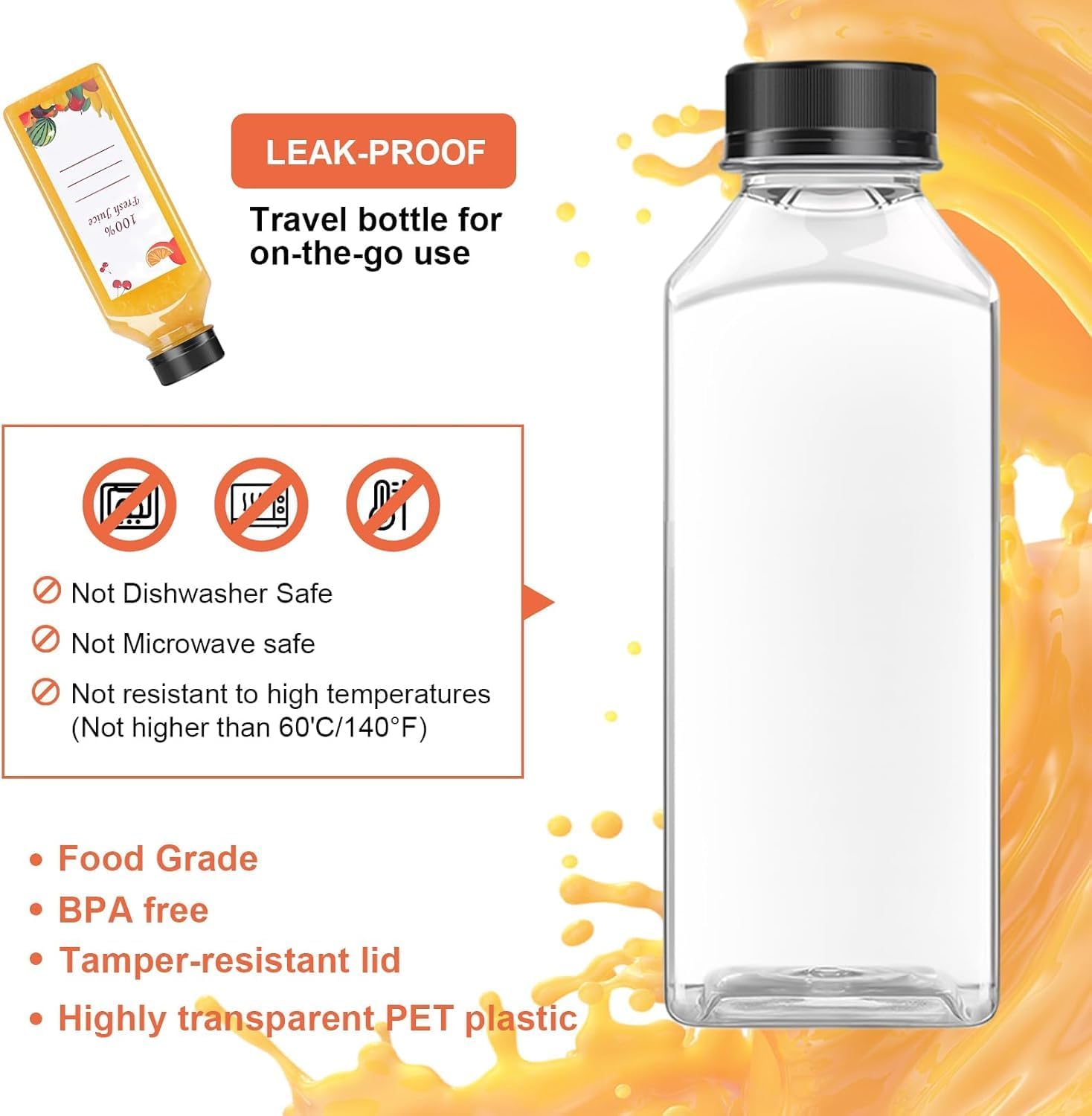 56pcs 12oz Pcs Juice Bottles, Juice Bottle with Caps Reusable Empty Clear Bottles with Label, Funnel, Brush Bulk Beverage Containers for Juicing, Drinking, Smoothie and Other Beverages (12oz) - Image 4