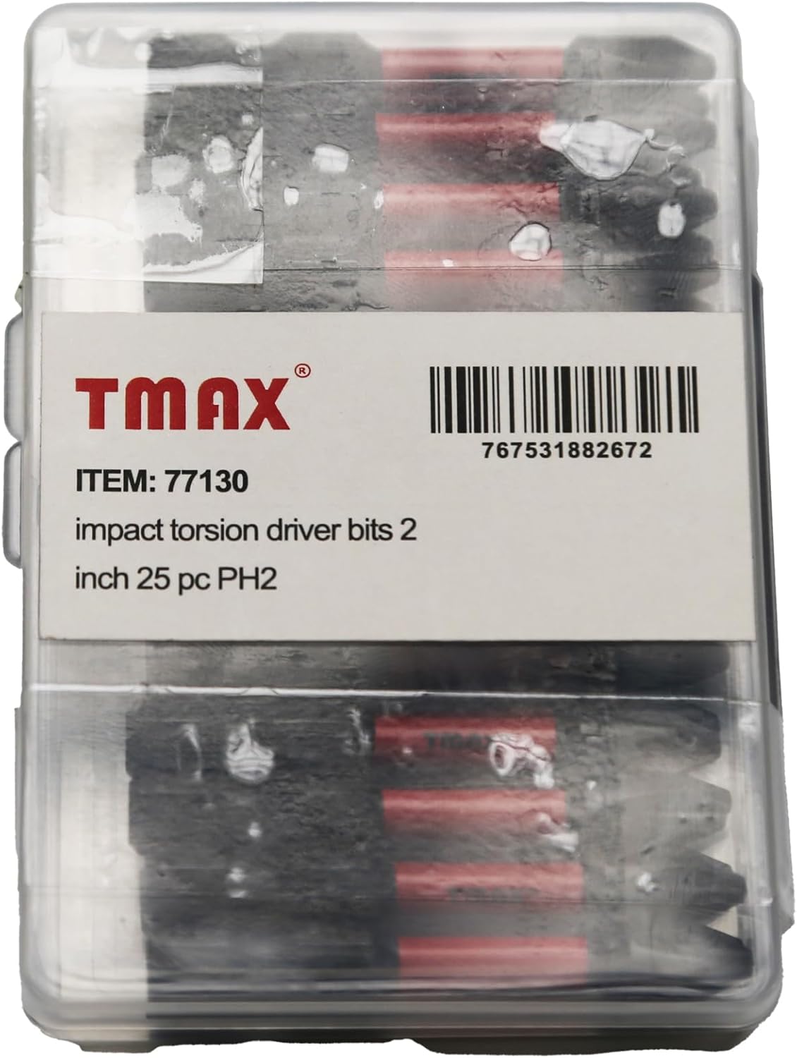 TMAX 25 pc PH2 Phillips #2 Black High Torque Impact Screwdriver Insert Bits Set S2 Steel Torsion Resistant, 2 Inch Long, 1/4 Inch Hex Shank with Quick Release Slot