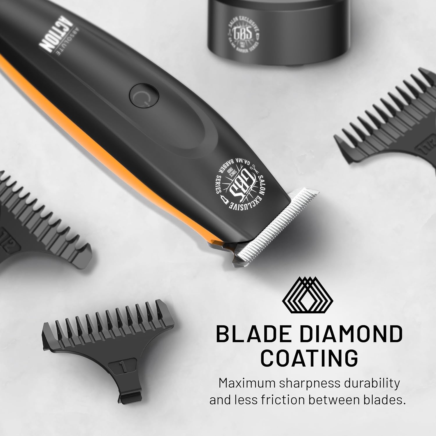 GA.MA Italy Absolute Action T-Blade Trimmer, Corded or Cordless Outliner, DLC Balding Blade, 7000 RPM Motor, Lithium Battery, 3 Combs