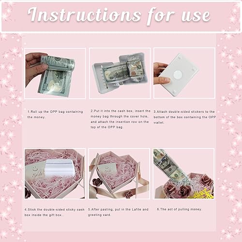 Miniatura 4 de Caja de dinero para regalo en efectivo, caja de regalo para dinero en efectivo, ideas rosadas, caja de regalo con tarjeta y cinta, regalo sorpresa,