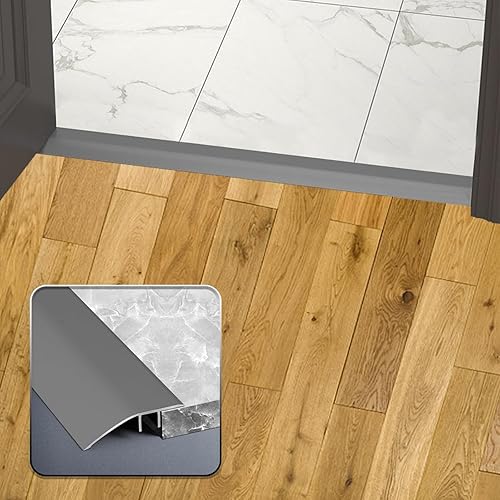 Miniatura 6 de Tira de umbral de transición de piso de aluminio de madera a azulejo, tira de unión de costura de piso, para interiores o exteriores, baño, puertas,