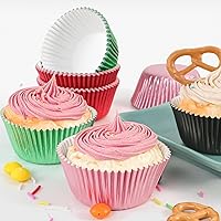 Vista 7 de Caperci Pink Foil Cupcake Muffin Liners Standard Size Baking Cups 150-Pack - Premium Greaseproof & Sturdy